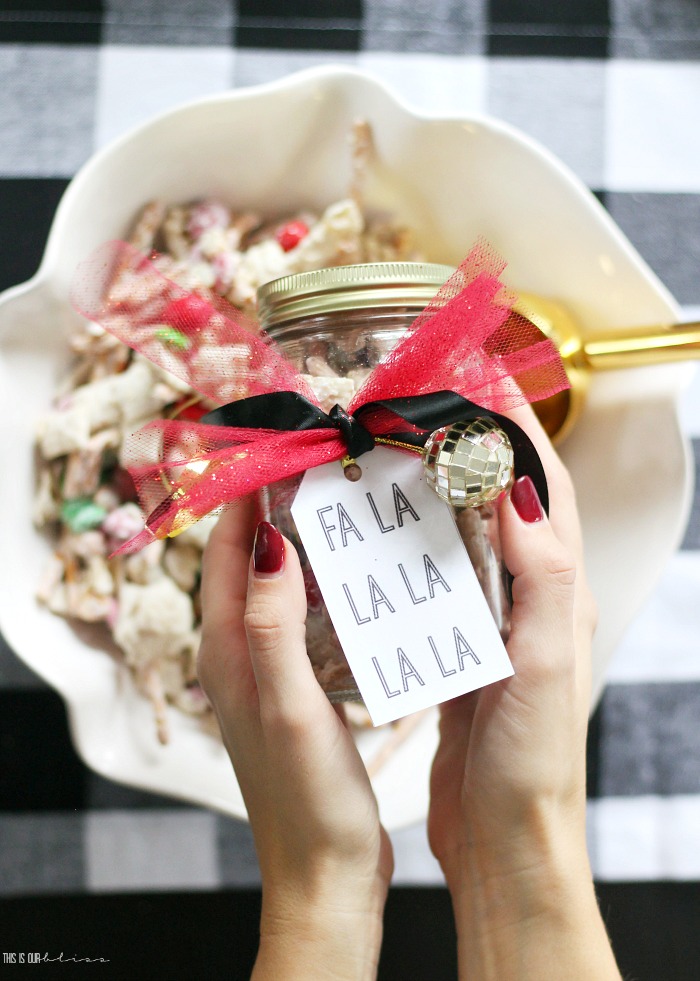 Holiday Gift in a Jar - Christmas Snack mix recipe - This is our Bliss