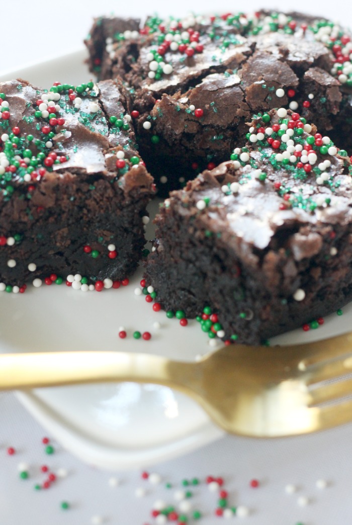 Betty Crocker Triple Chocolate Brownie mix with holiday sprinkles - Easy Holiday Hack for baking brownies - This_is_our_Bliss