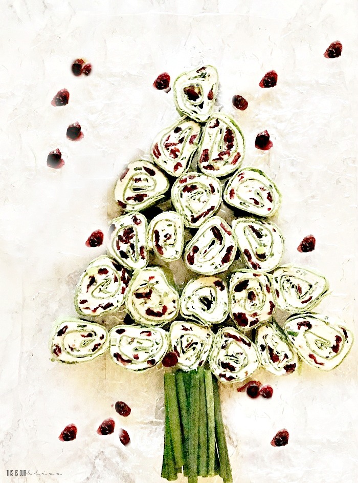 Festive Holiday Appetizer - Easy Christmas Pinwheels with Cream cheese cranberry and onion - This is our Bliss