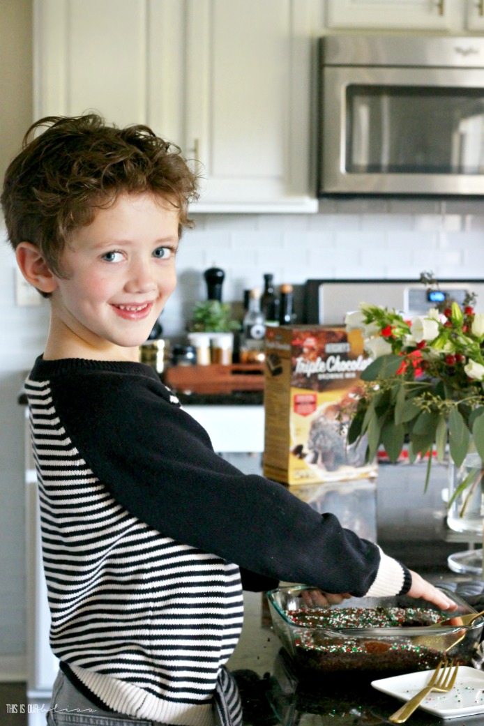 Holiday Brownie Baking with the kids - Easy Holiday hack for brownie mix - This_is_our_Bliss
