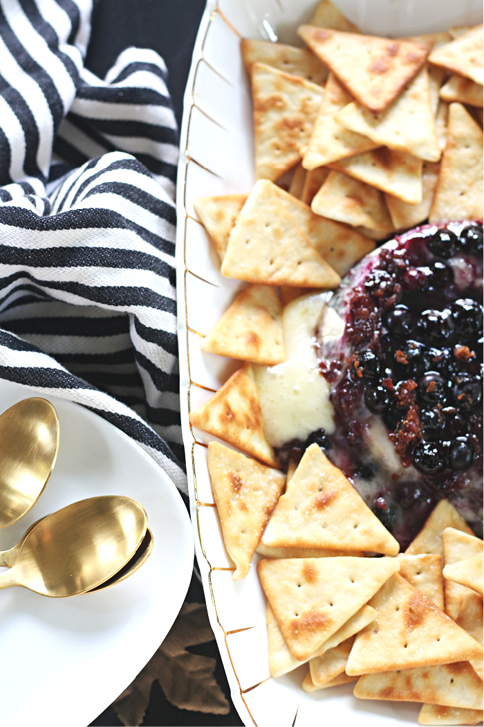 Delicious Baked Brie Recipe - with blueberries bacon and honey - This is our Bliss