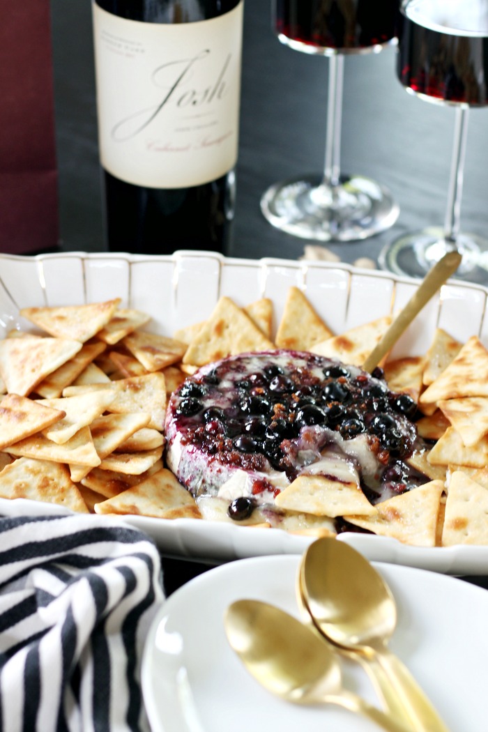 baked brie with blueberries and honey - baked brie recipe ideas