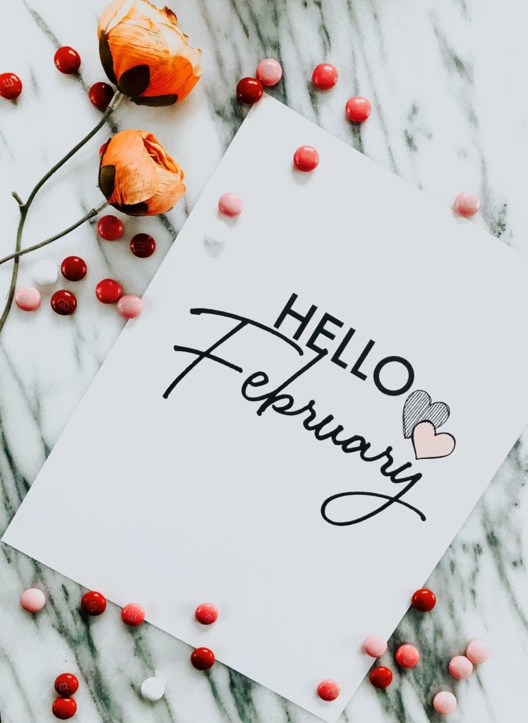 Sweet & Simple Hello February printable art with candies and flowers - This is our Bliss