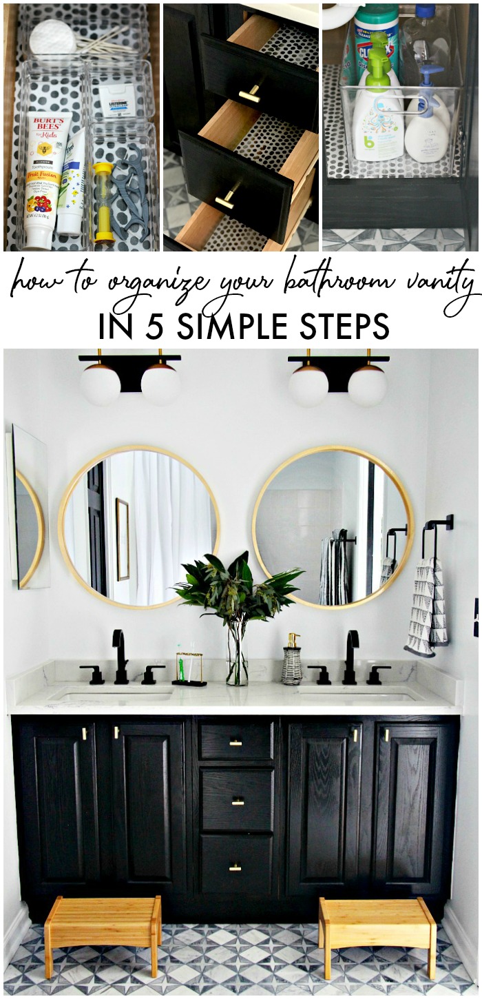 how to organize your bathroom vanity in 5 simple steps - This is our Bliss #bathroomvanity $bathroomorganization #organizedbathroom #simplebathroomorganizationideas