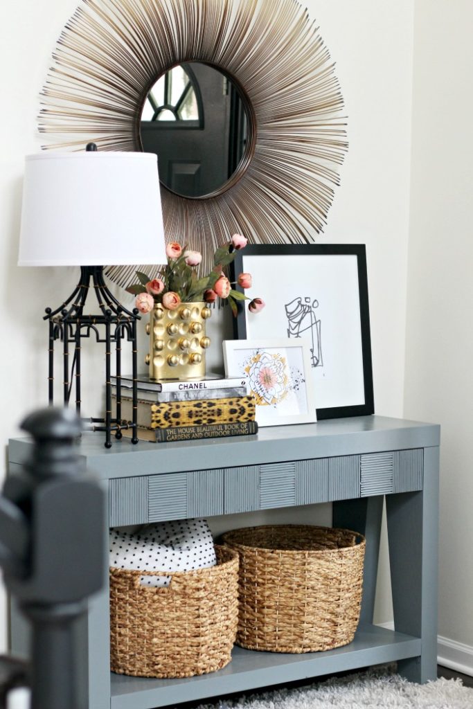 How to decorate for Spring for Free - Simple Entryway table decorating for Spring - This is our Bliss