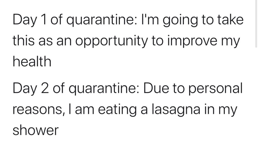 quarantine memes lasagna in the shower - This is our Bliss