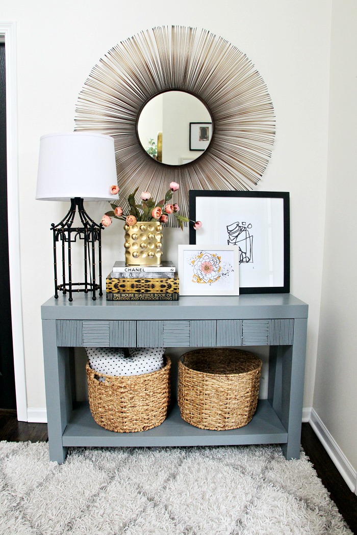Spring Entryway - How I decorated my entryway table for Spring for free - This is our Bliss