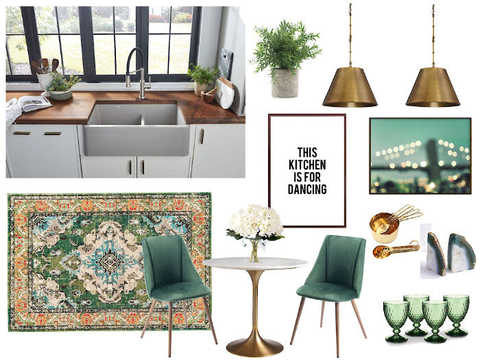 3 Dream Kitchen Designs full of style and personality - Green and Gold with Vintage Vibes Kitchen Design - This is our Bliss