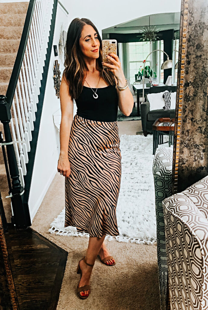 Satin midi skirt tiger print - Date night - This is our Bliss