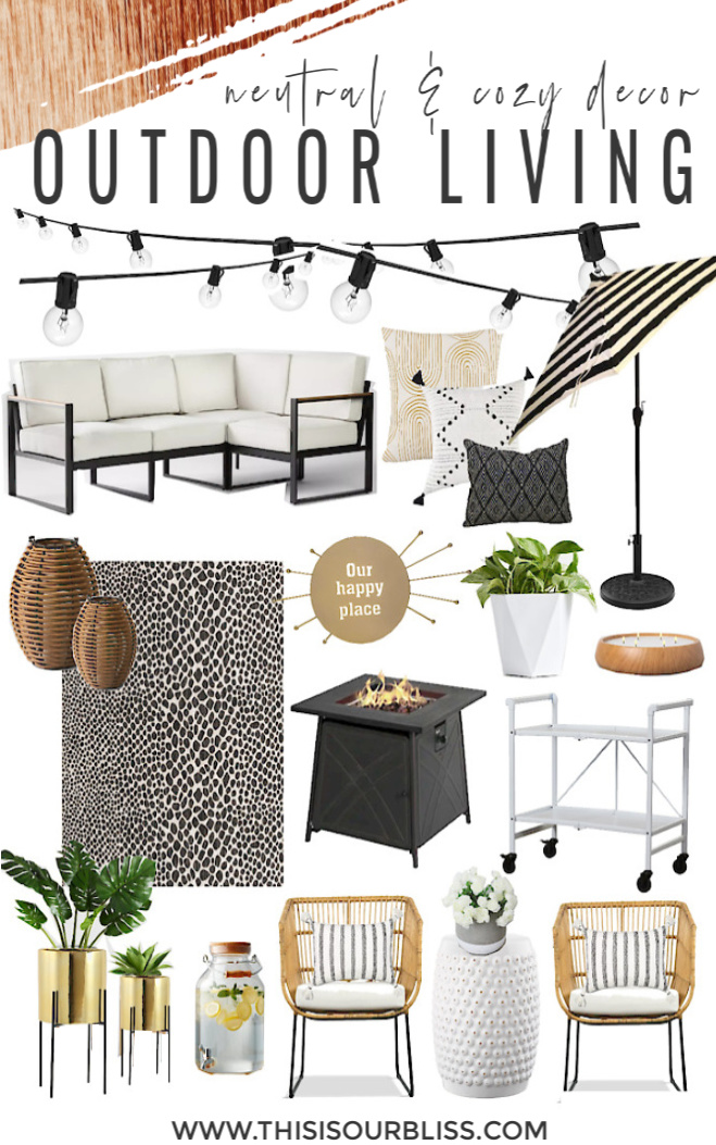 Small deck refresh inspiration for a cozy and neutral outdoor space - This is our Bliss