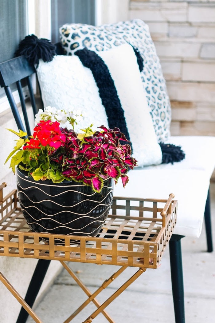 Simple front porch decorating ideas - small bench with pillows on the porch - This is our Bliss