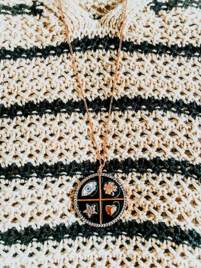 black and rose gold medallion - casual chic style - This is our Bliss