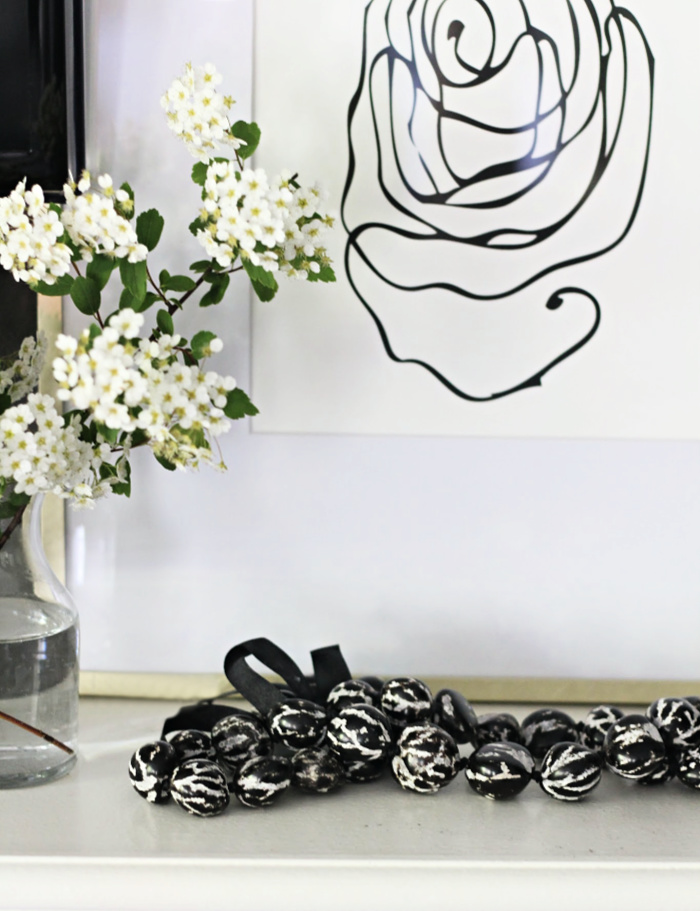 black and white abstract art on mantel for Summer - This is our Bliss