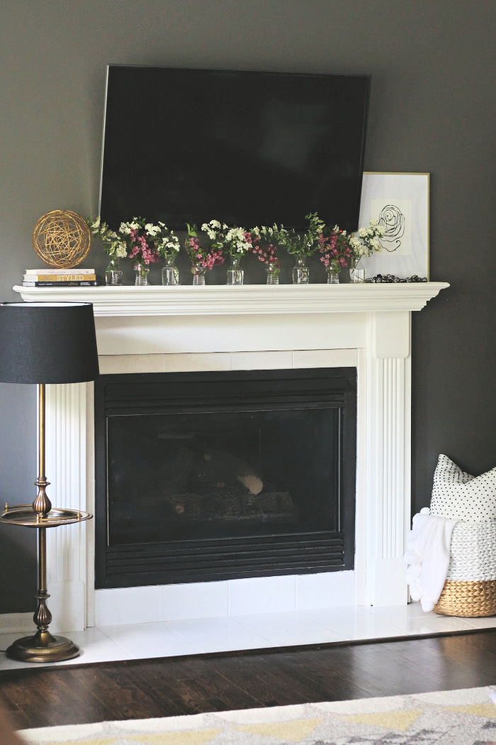 family room mantel decorated for Summer - Summer decorating ideas - This is our Bliss