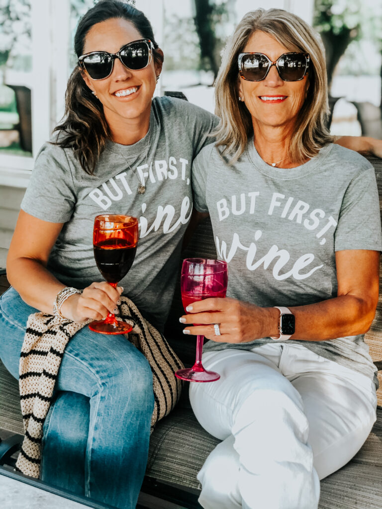 but first wine tee shirts for happy hour on the lake