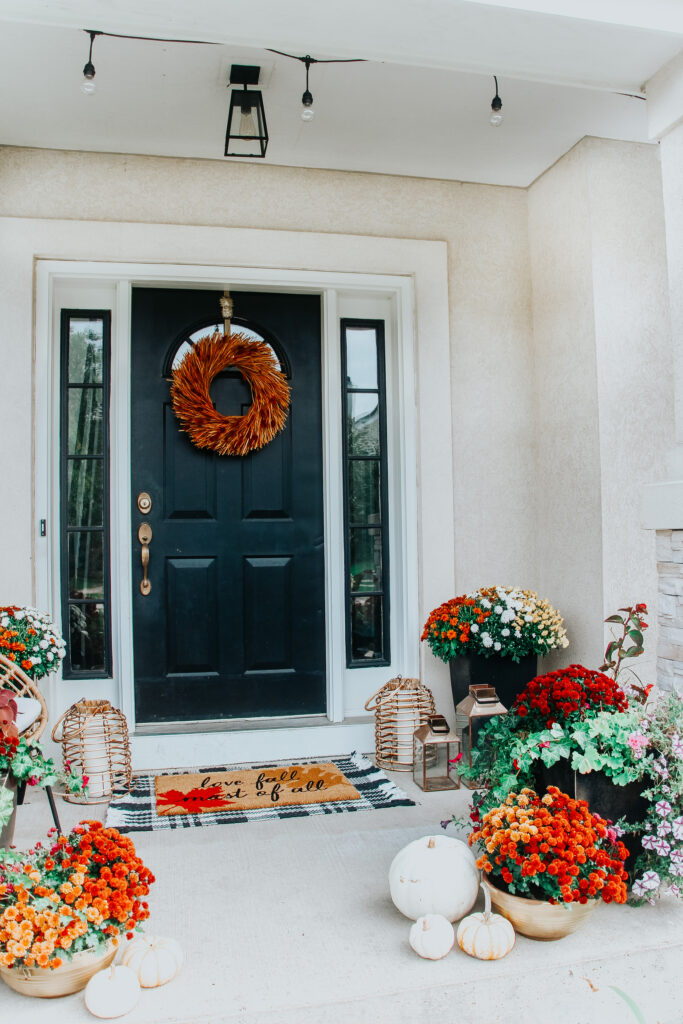 Fall front porch decor with autumn colors - This is our Bliss