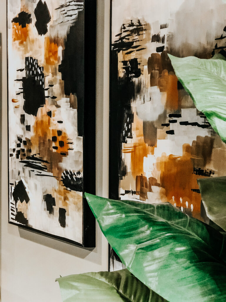 DIY modern brushstroke with neutral colors for $18