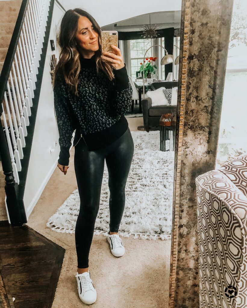 leopard mock neck sweatshirt with faux leather leggings - Old Navy Finds - This is our BLiss