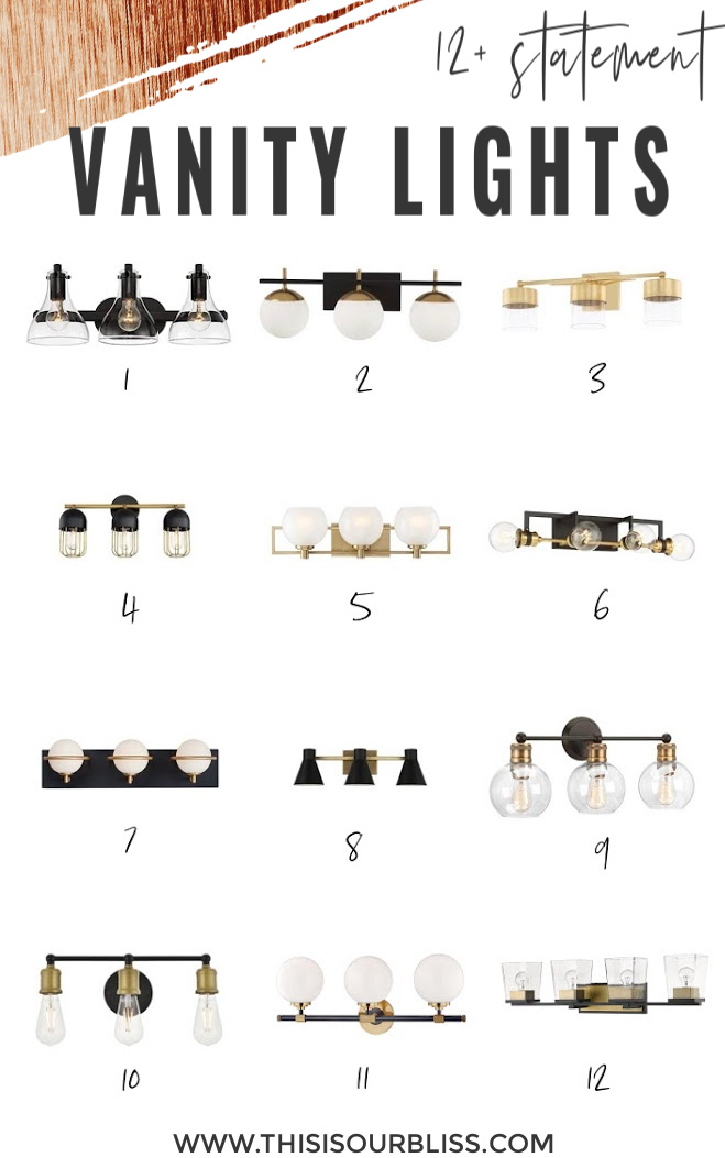 Vanity Light Options For Your Bathroom, Black And Gold Vanity Light Fixture