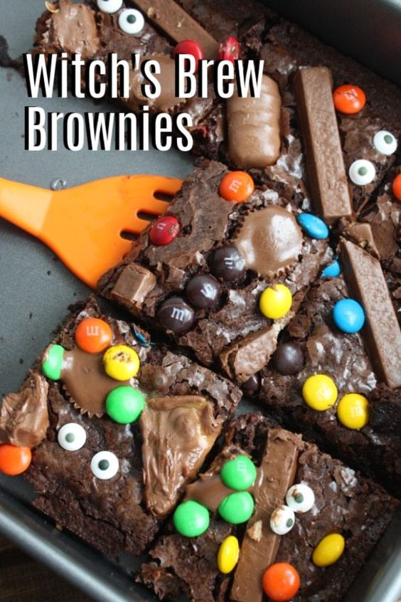 witches brew brownies with leftover halloween candy - This is our Bliss