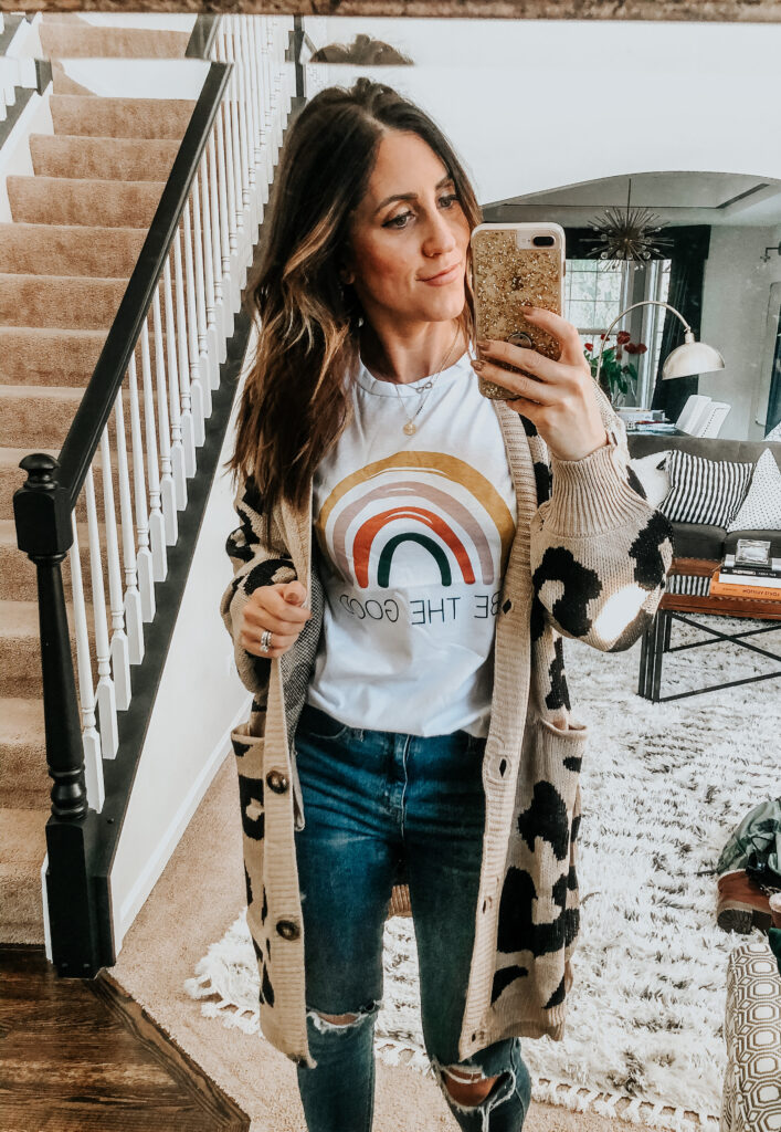Be the good graphic tee - leopard cardigan - Amazon Haul with fall and winter finds - This is our Bliss