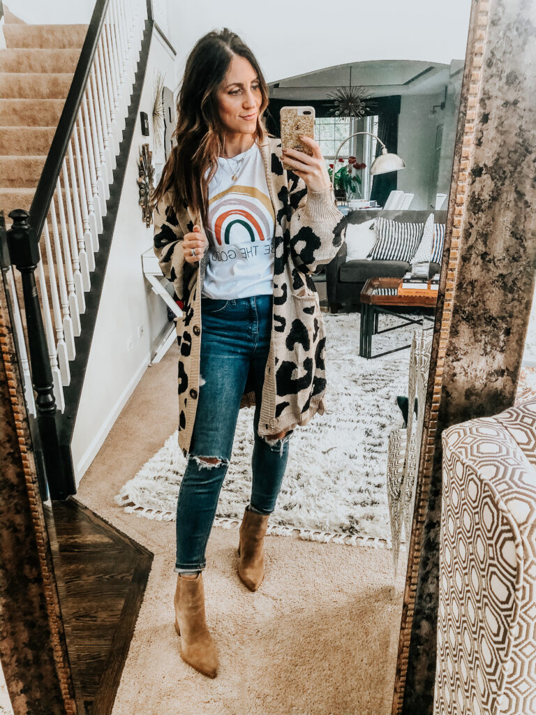 Be the good graphic tee - leopard cardigan - Amazon Haul with fall and winter finds - This is our Bliss
