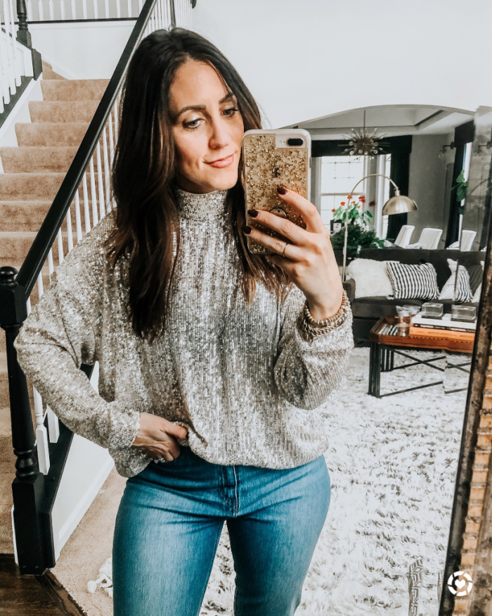 sequin blouse - h&m holiday outfit ideas - This is our Bliss