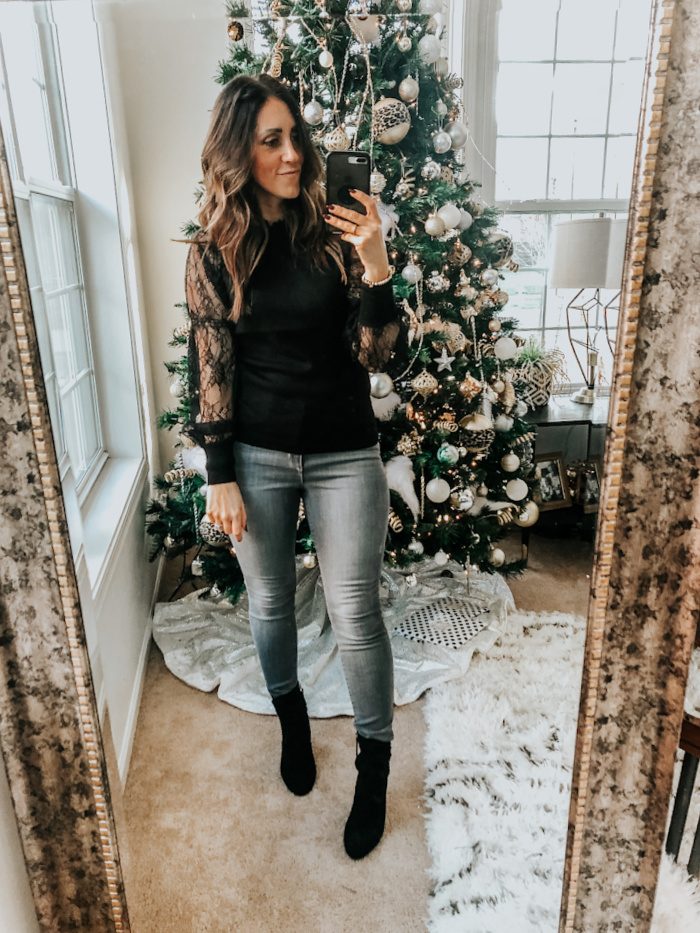 Black lace sleeve sweater - Express try-on haul - holiday style favorites from Express - This is our Bliss