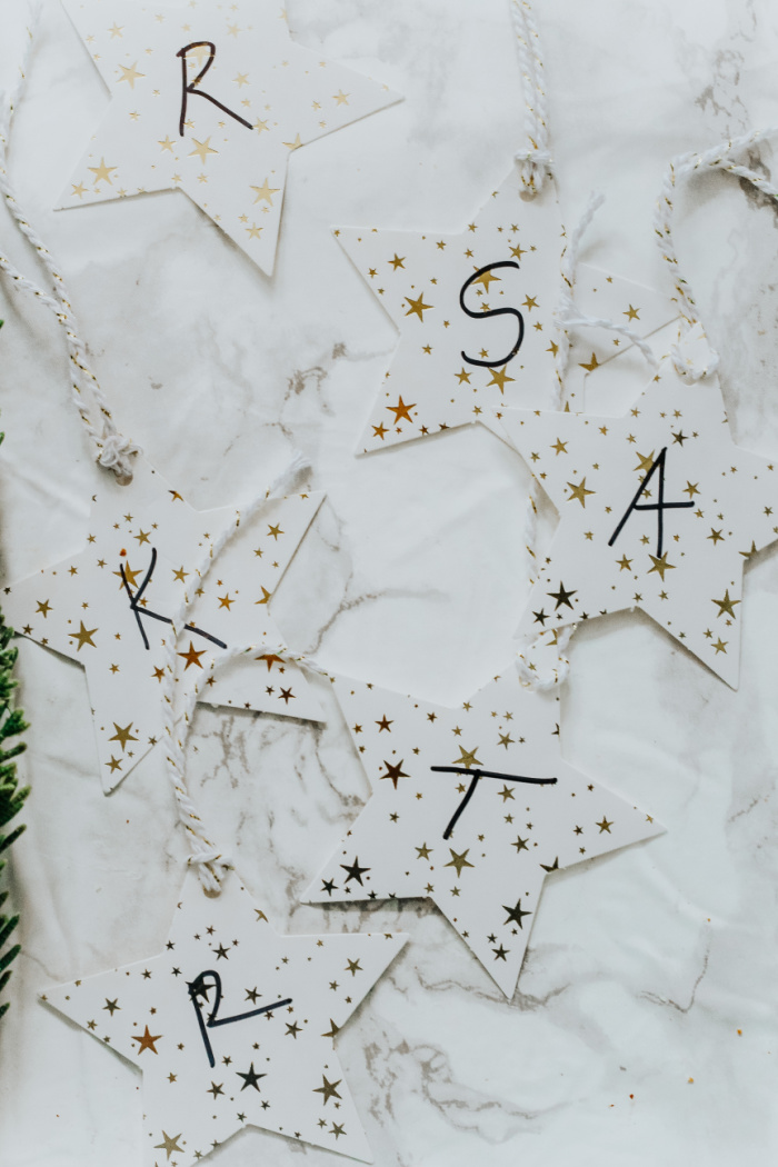 Christmas Tree Place Cards with Star initials - This is our Bliss