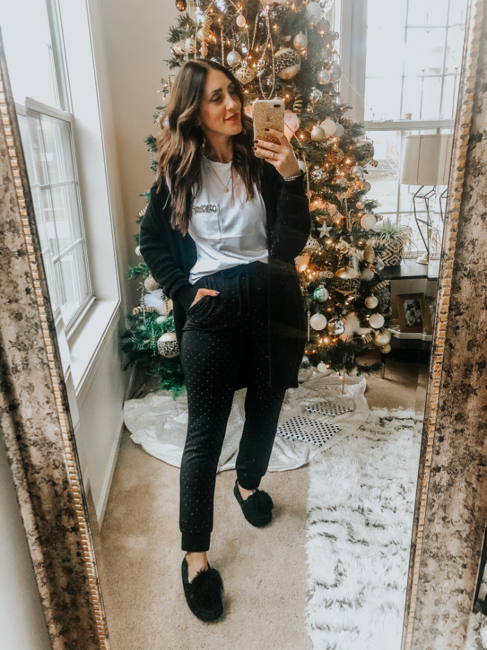 Express Holiday Haul - rhinestone joggers for the Holidays - This is our Bliss