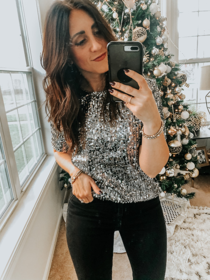Express sequin shirt - short sleeved sequin top - Express try-on haul - This is our Bliss