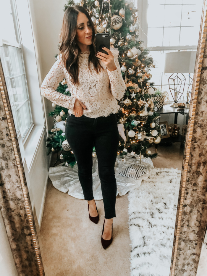 Scallop lace hem blouse - Express holiday favorites - This is our Bliss