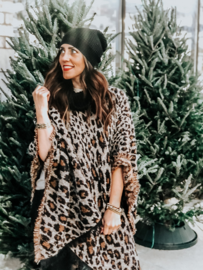 leopard poncho - winter outfit ideas - This is our Bliss