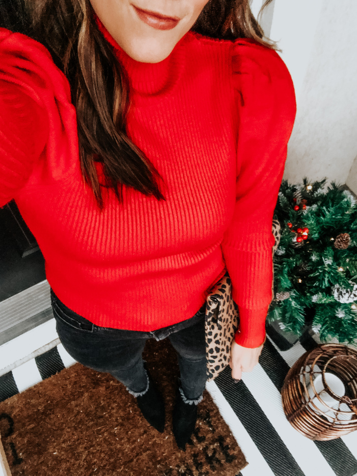 red sweater for the holidays - Red Christmas sweater - 12 days of holiday style - This is our Bliss