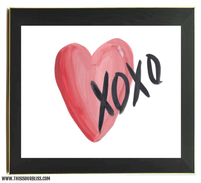 Free February art print - February printable art - xoxo heart art print - hello february - This is our Bliss
