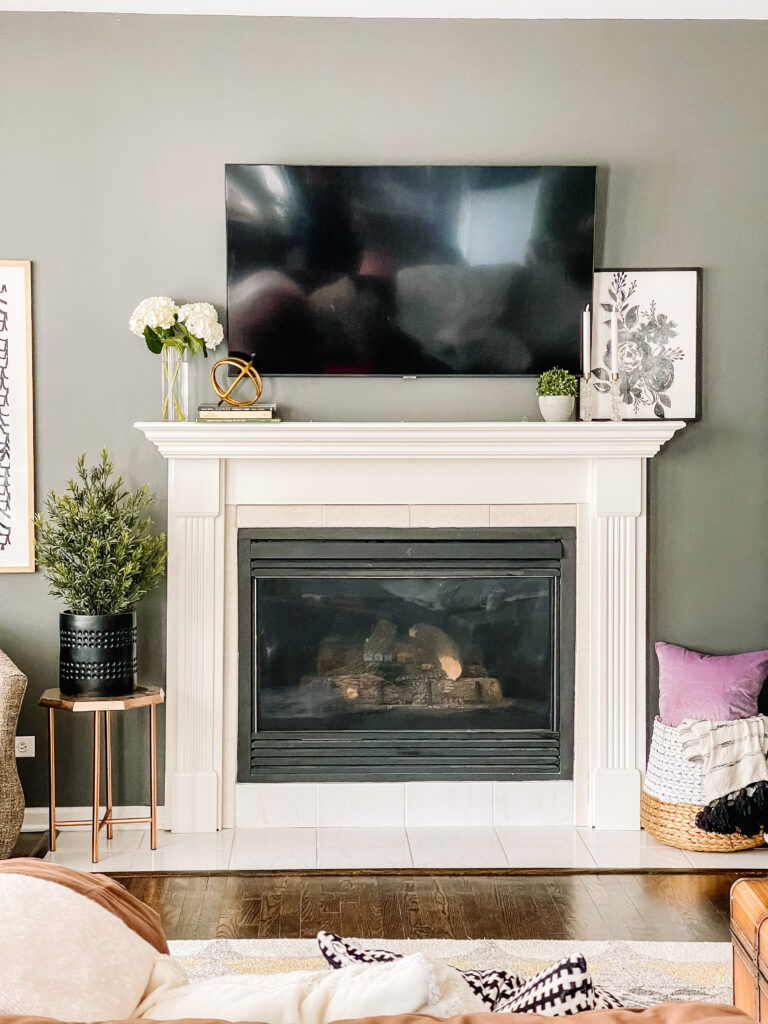 Spring Home Tour - Spring decorating in the family room - Spring mantel ideas - This is our Bliss