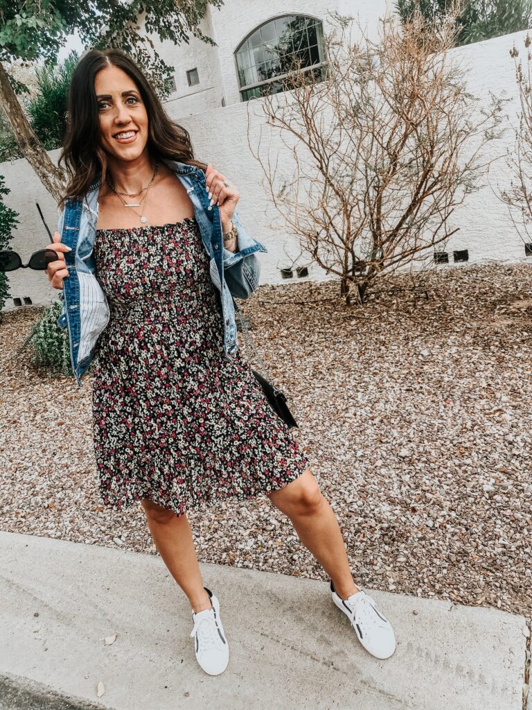 Spring Floral Dress $21 from Walmart - Floral dress with sneakers #dressycasual #springdresses - This is our Bliss