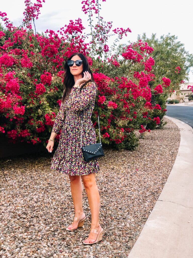 Spring Floral Dress $21 from Walmart - Floral dress with wedges #springdresses - This is our Bliss