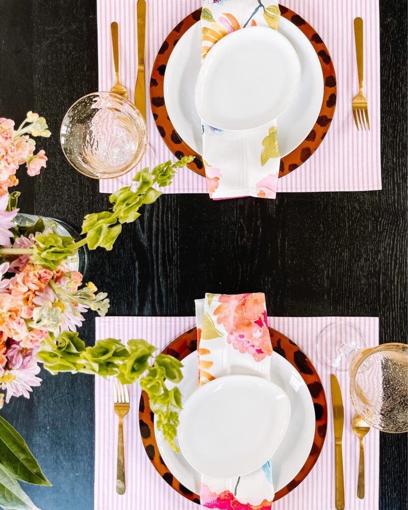 Spring dining room - pink and floral tablescape for Spring - Spring Home Tour 2021 - This is our Bliss