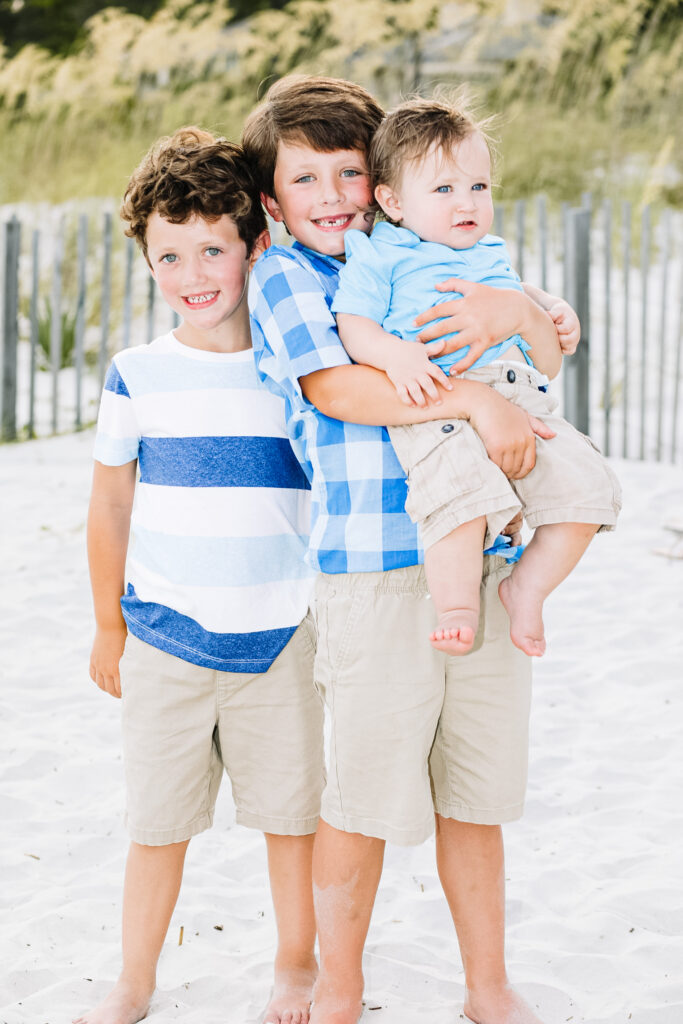 blue and white outfits for a beach family photoshoot - This is our Bliss