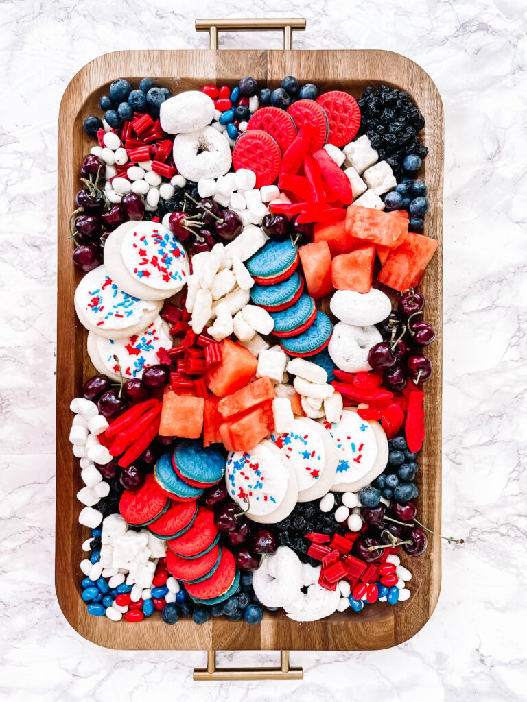 Red, White & Blue Snack Board - #patrioticharcuterieboard #4thofjulyappetizers #snackboard #redwhiteandblue - This is our Bliss copy