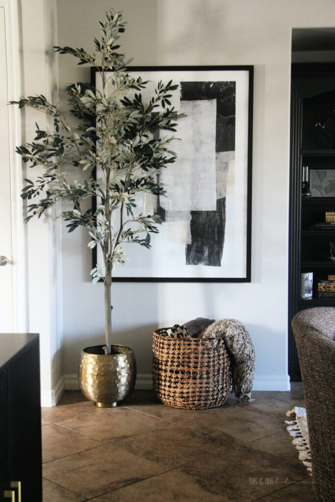 Family Room Minted art and olive tree - This is our Bliss