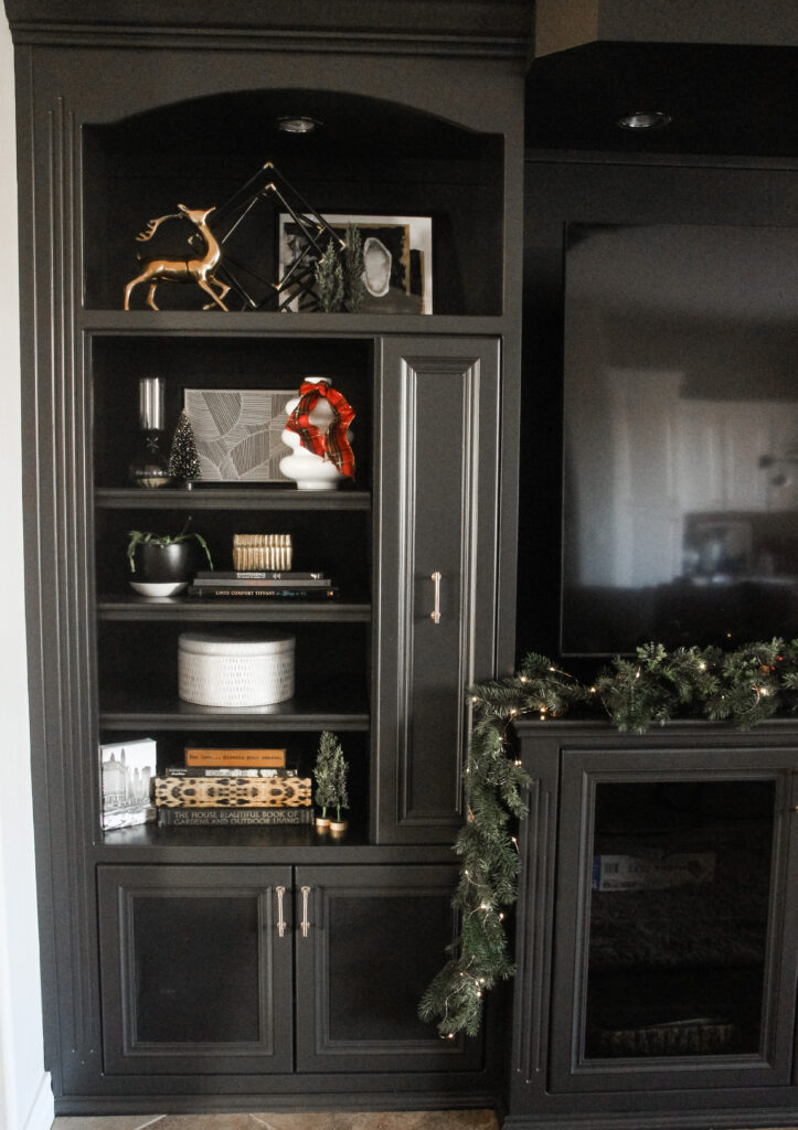 Family Room built-ins decorated for Christmas Holiday Home Tour - Christmas Family Room - This is our Bliss
