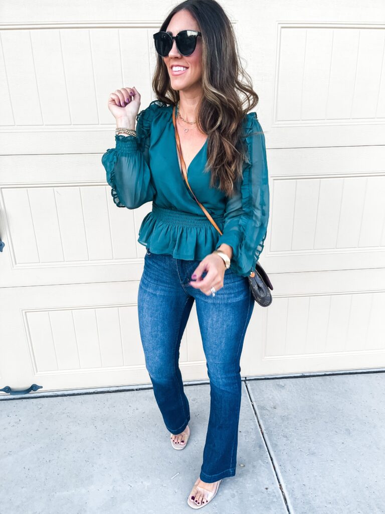 green ruffle blouse - The Friday Five - This is our Bliss 3