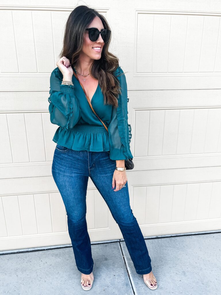 green ruffle blouse - The Friday Five - This is our Bliss 4