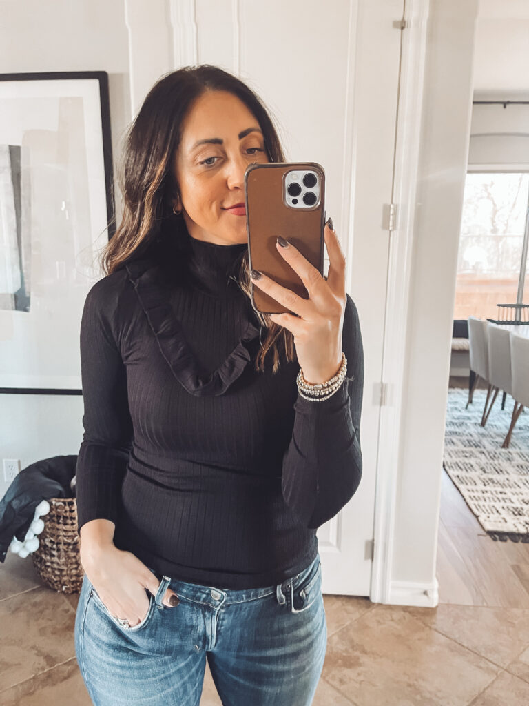 ribbed ruffle turtleneck top - February Amazon Haul - This is our Bliss