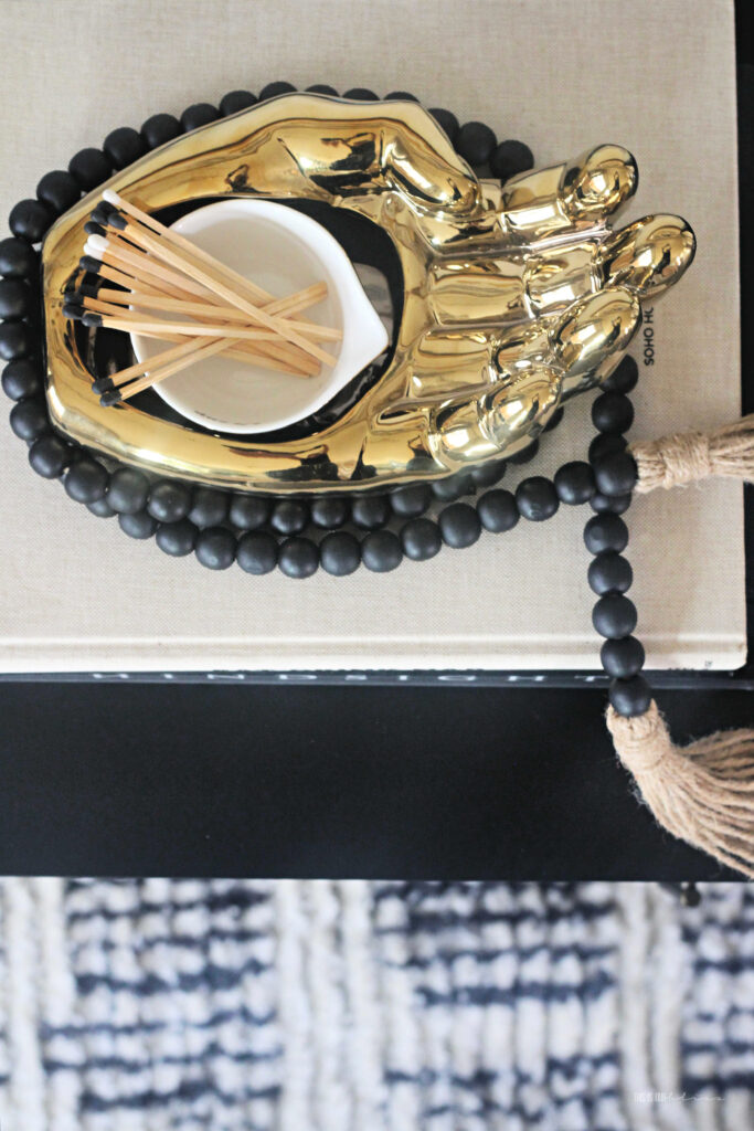 brass hand bowl with matches - Dining Room reveal - This is our Bliss