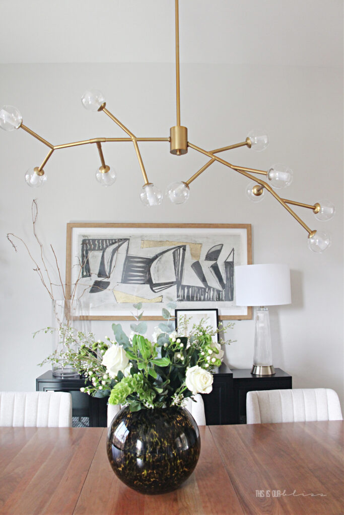 dining room reveal - dining room chandelier - modern lighting inspo - This is our Bliss