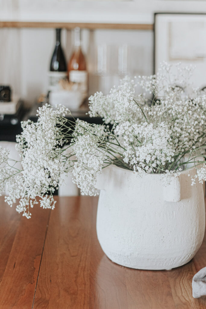 baby's breath in the Dining Room for Spring