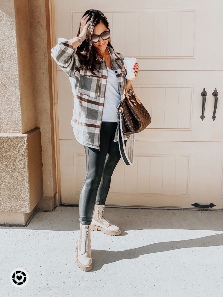 Plaid shacket & spanx - This is our Bliss